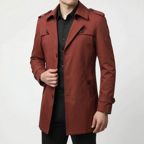 Alturo  - Tailored Mens Long Trench Coat Commuting To Work