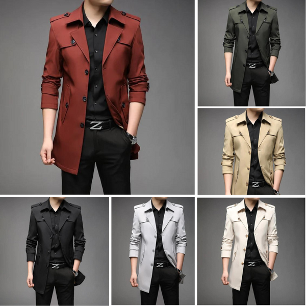 Alturo  - Tailored Mens Long Trench Coat Commuting To Work