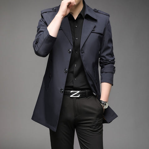 Alturo  - Tailored Mens Long Trench Coat Commuting To Work