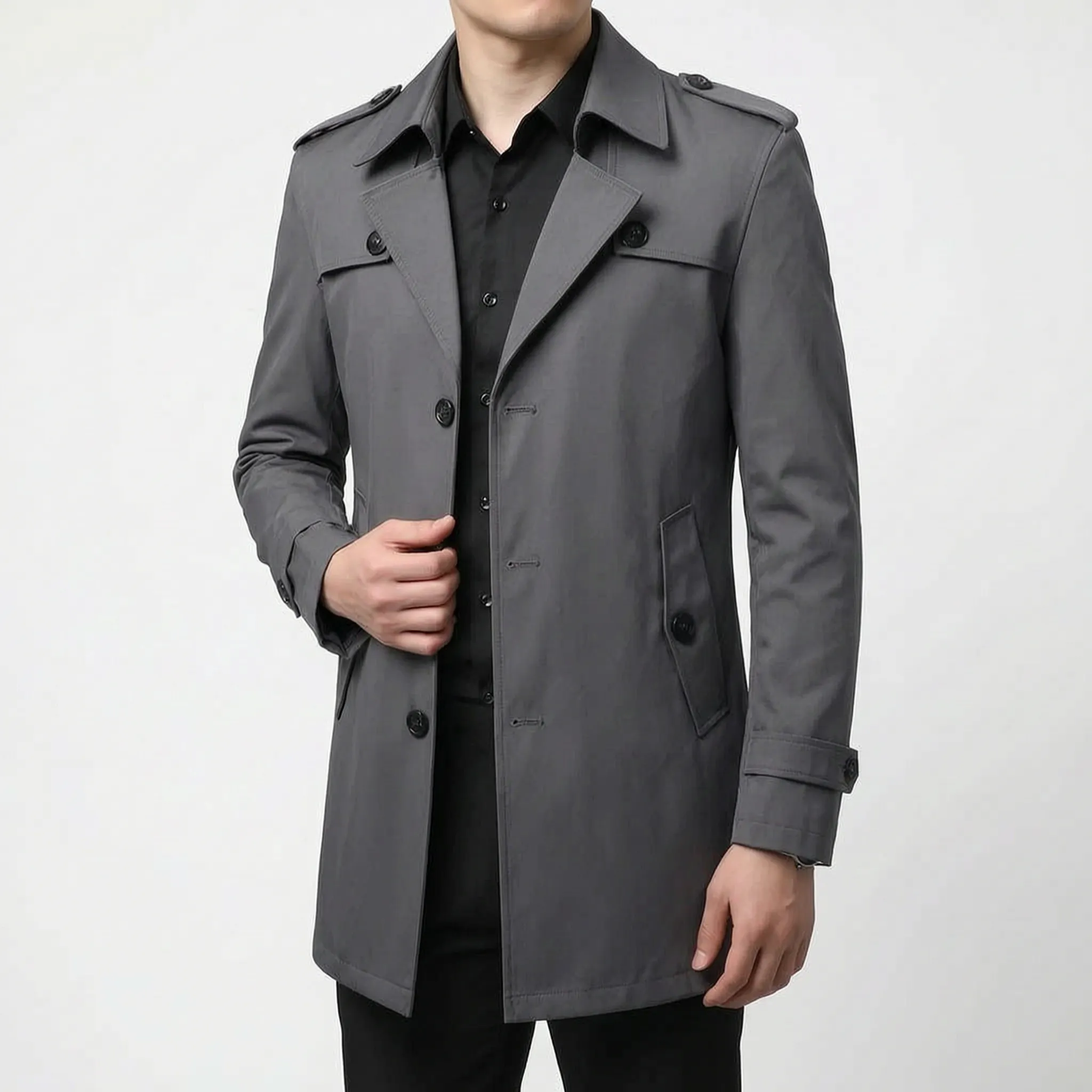Alturo  - Tailored Mens Long Trench Coat Commuting To Work