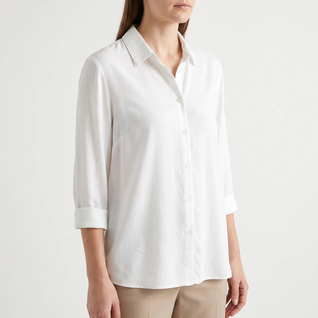 Alvora - Classic Women's White Button Up Blouse Office Styling