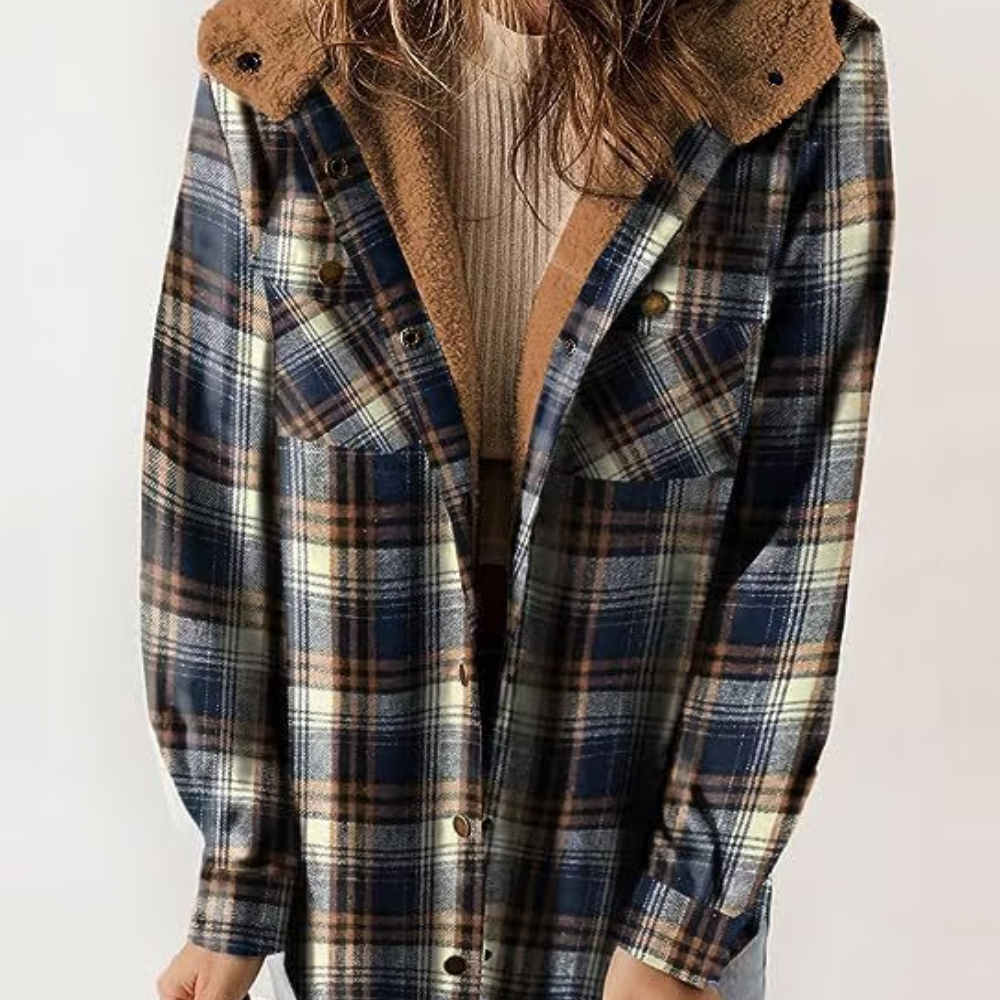 Amirok  - Relaxed Checked Pocket Detail Shacket Autumn Walks