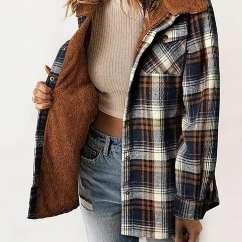 Amirok  - Relaxed Checked Pocket Detail Shacket Autumn Walks