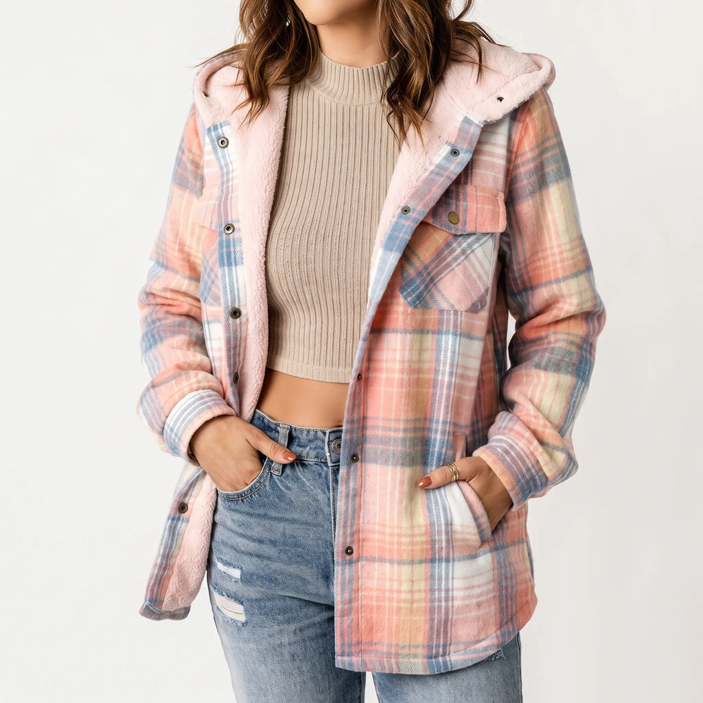 Amirok  - Relaxed Checked Pocket Detail Shacket Autumn Walks