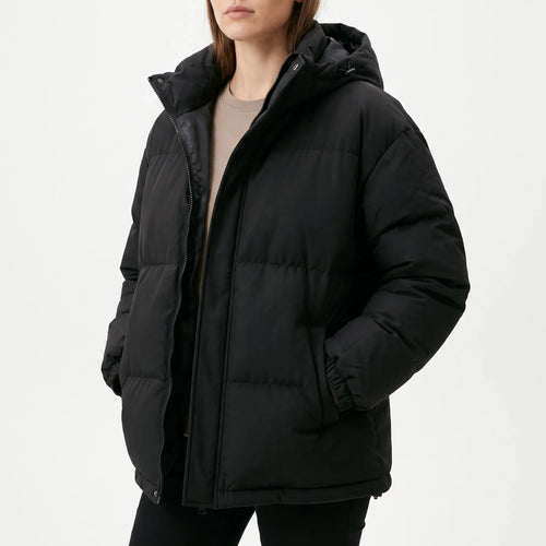 AuraGlide - Ladies Black Puffer Jacket Everyday Commuting