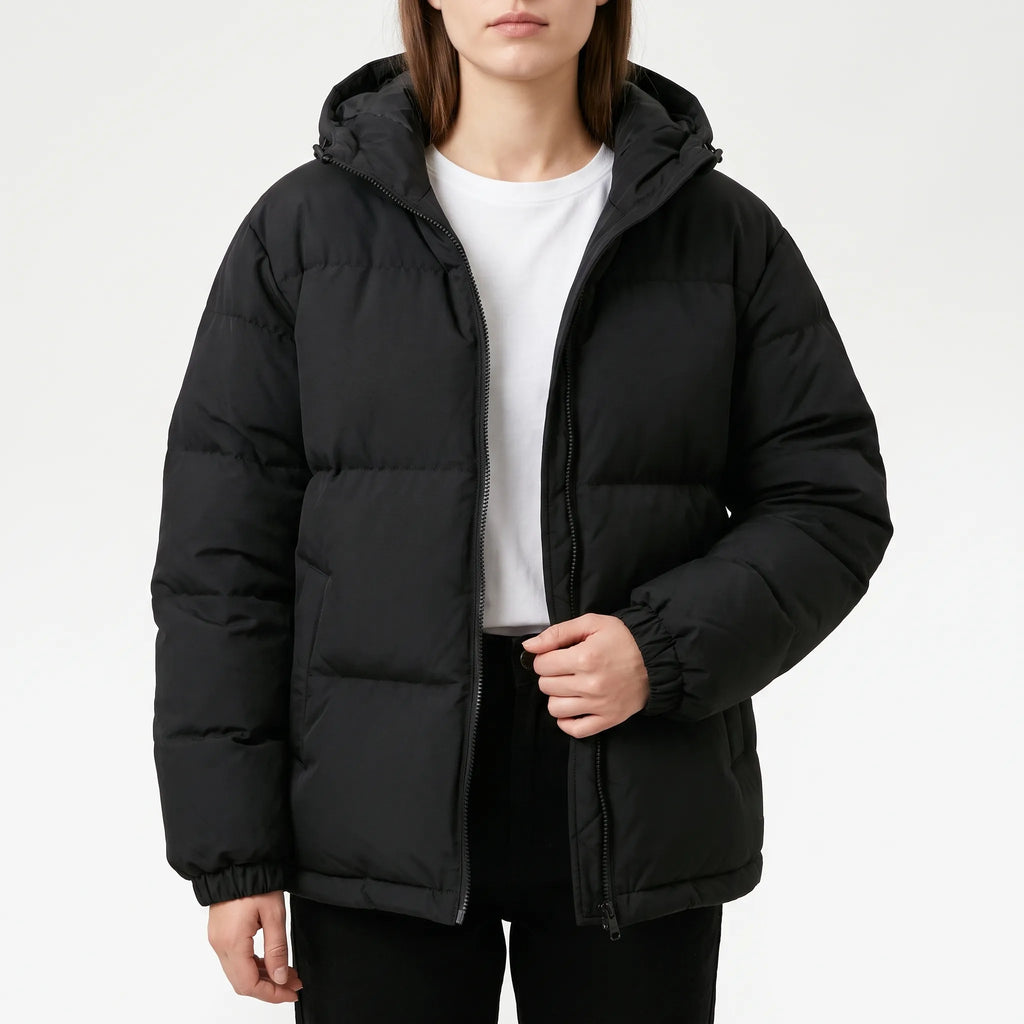 AuraGlide - Ladies Black Puffer Jacket Everyday Commuting