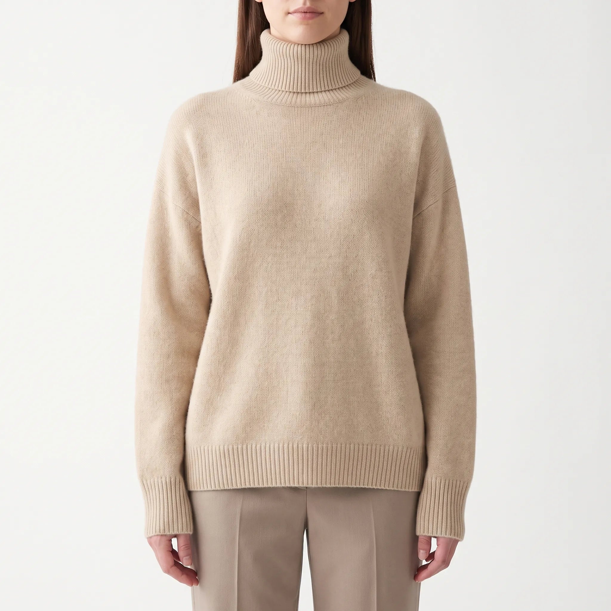 Auralia - Oversized Knit Roll Neck Jumper Casual Daily Wear