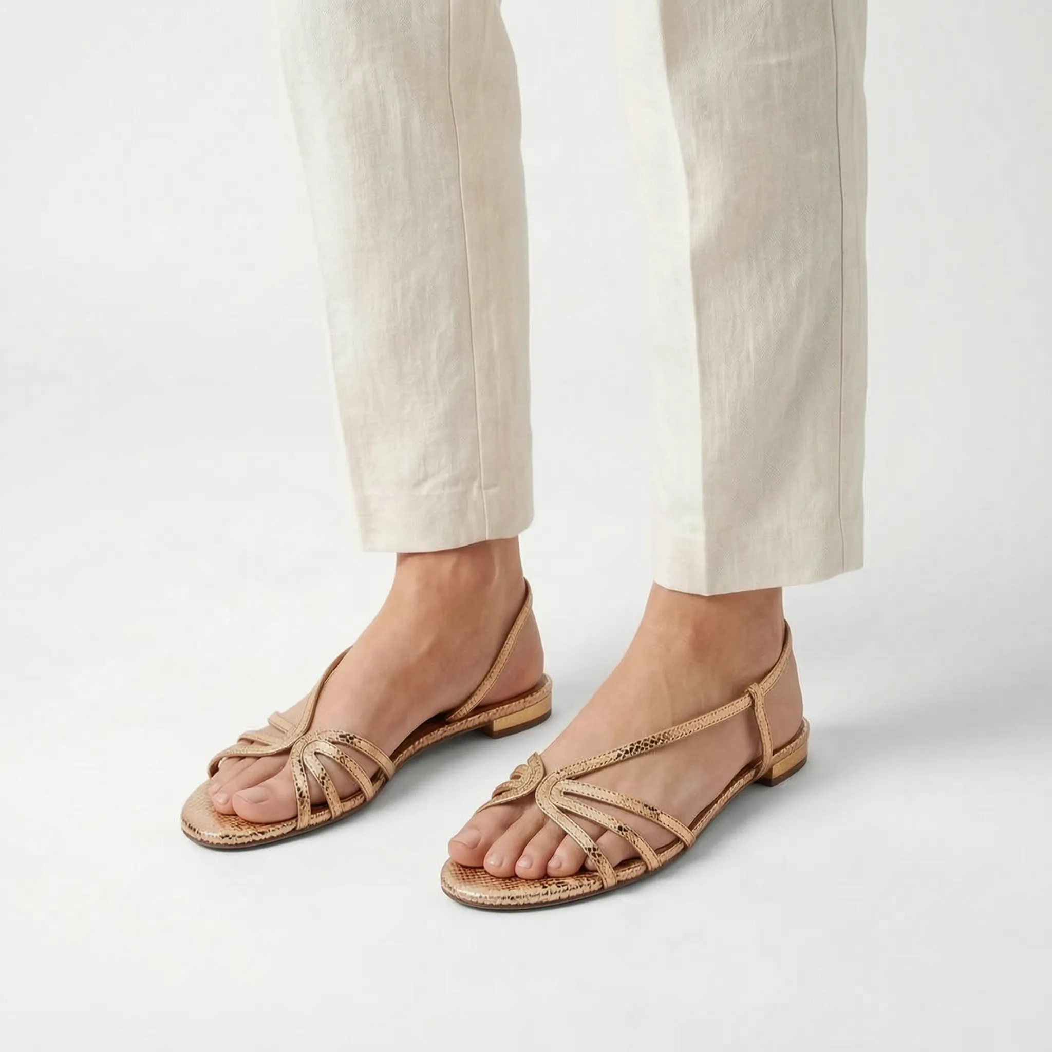 Auria - Metallic Strappy Flat Sandals Summer Holidays