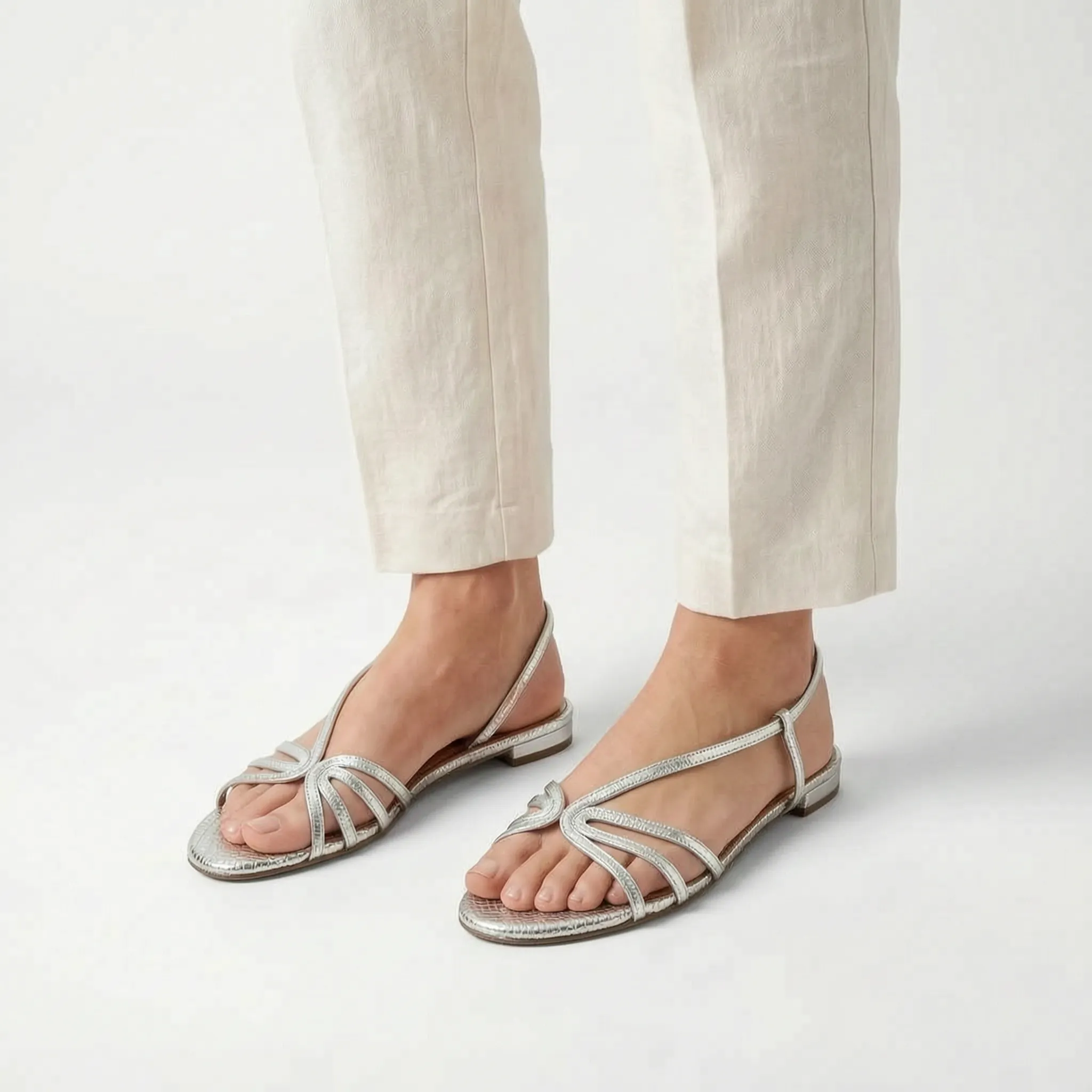 Auria - Metallic Strappy Flat Sandals Summer Holidays
