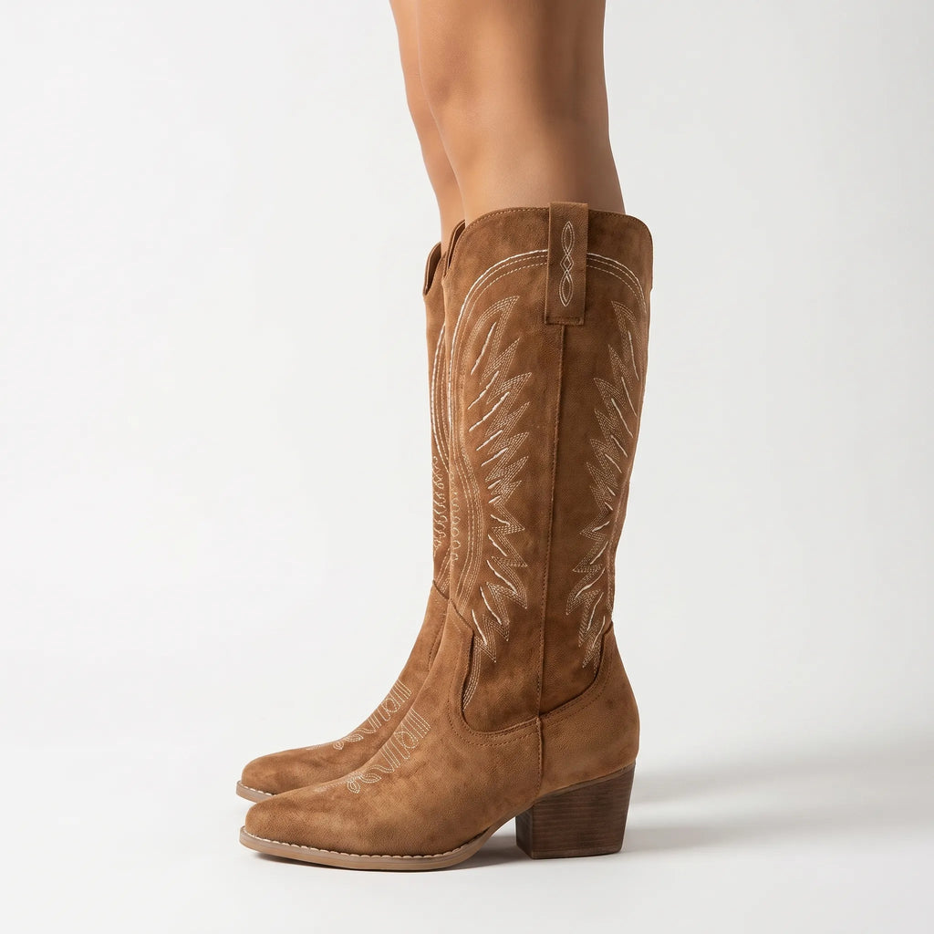 Avarra - Knee-High Embroidered Ladies Western Boots Festival Styling