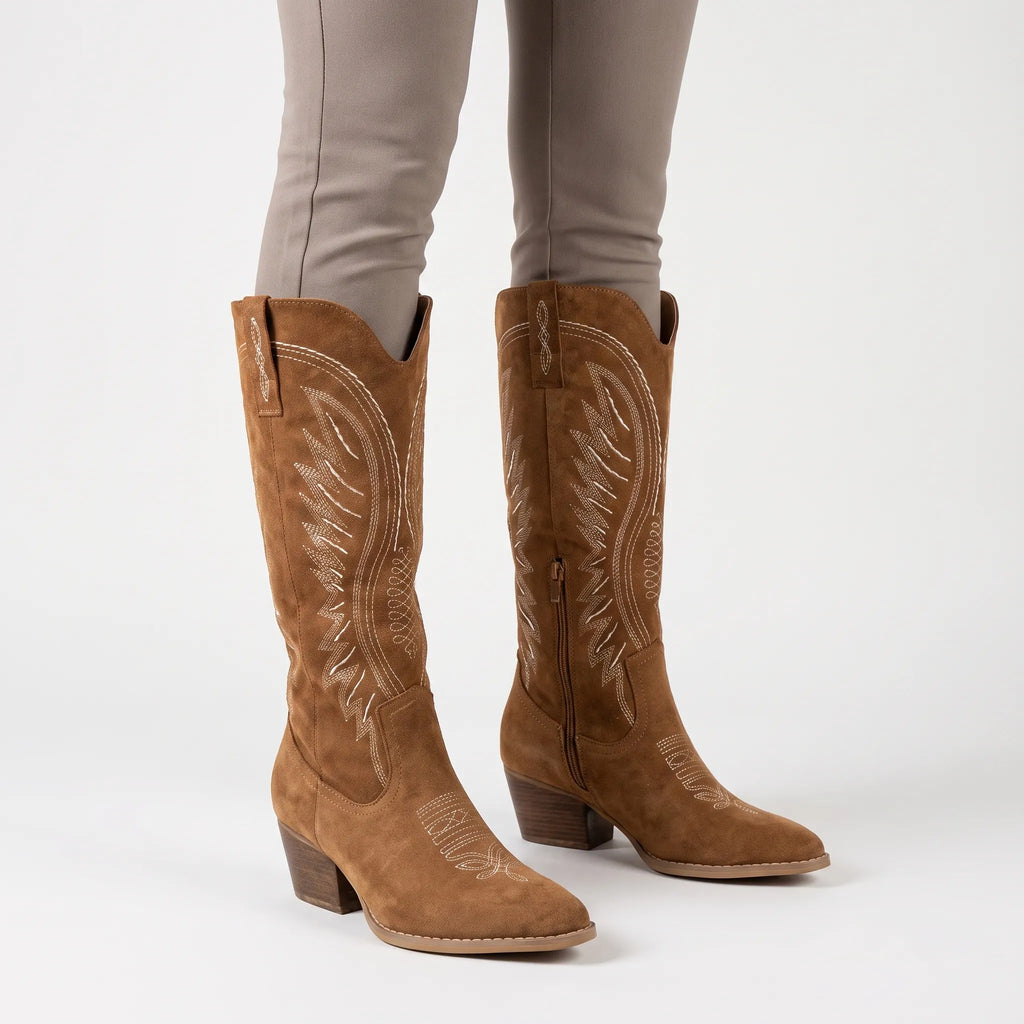 Avarra - Knee-High Embroidered Ladies Western Boots Festival Styling