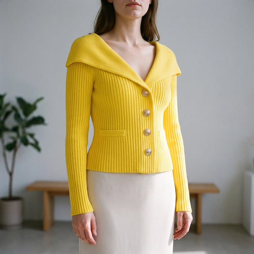 Avelora - Cropped Ribbed Knit Cardigan Layering Over Tops