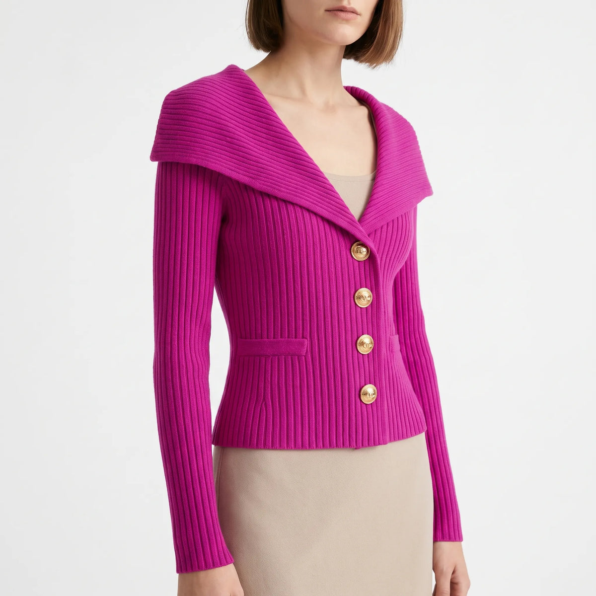 Avelora - Cropped Ribbed Knit Cardigan Layering Over Tops