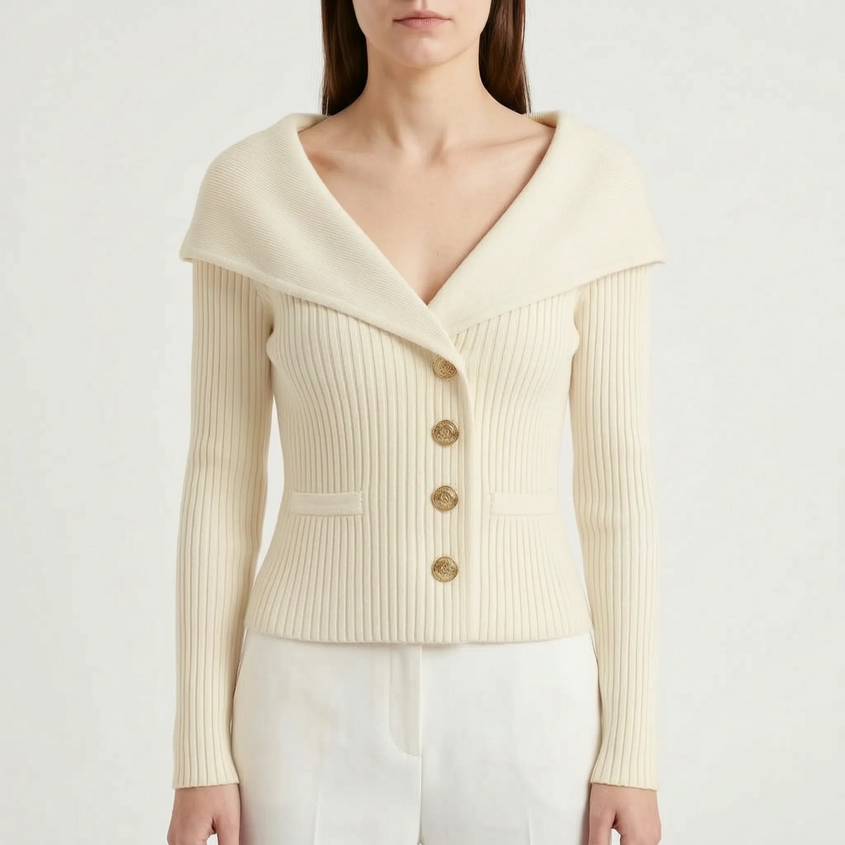 Avelora - Cropped Ribbed Knit Cardigan Layering Over Tops