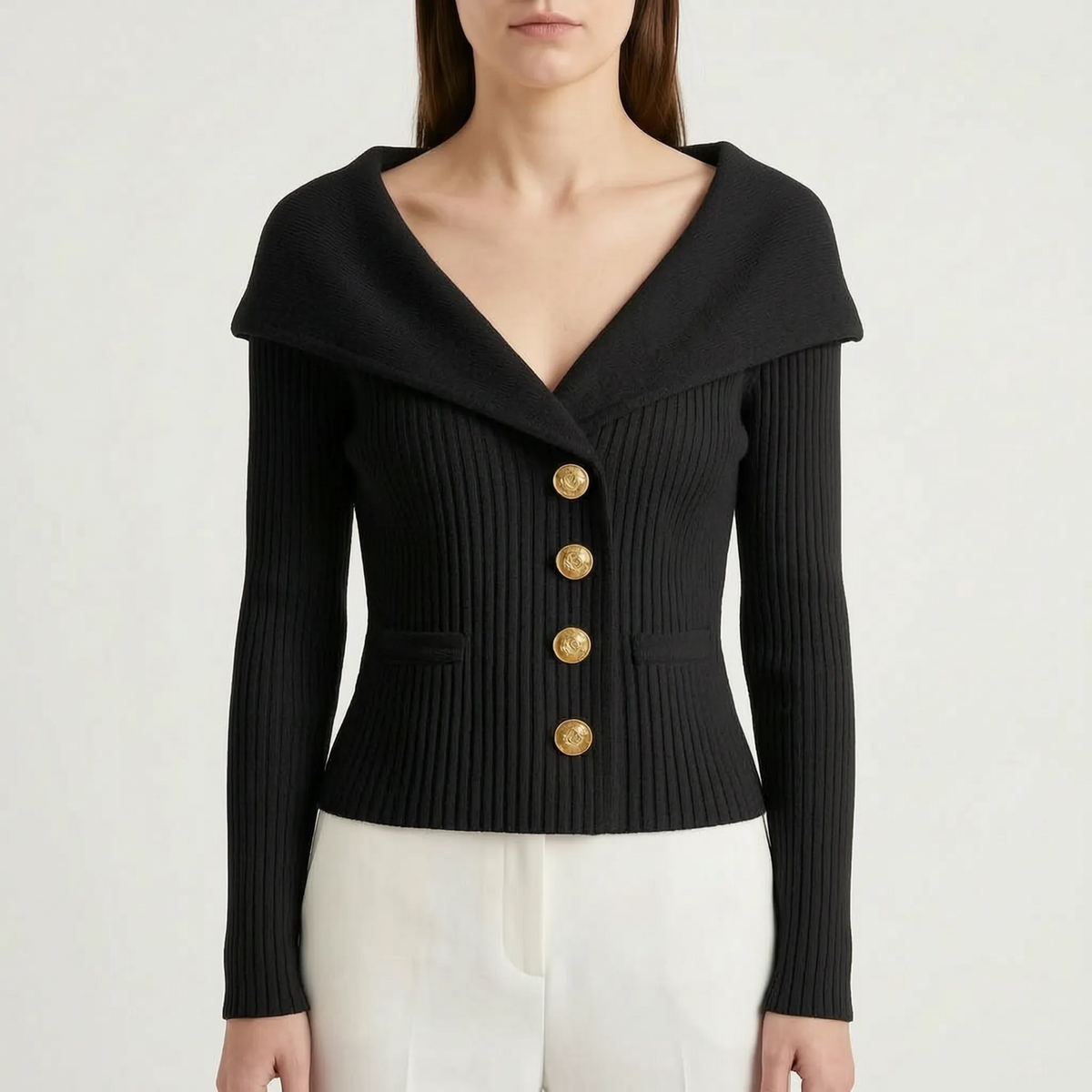 Avelora - Cropped Ribbed Knit Cardigan Layering Over Tops