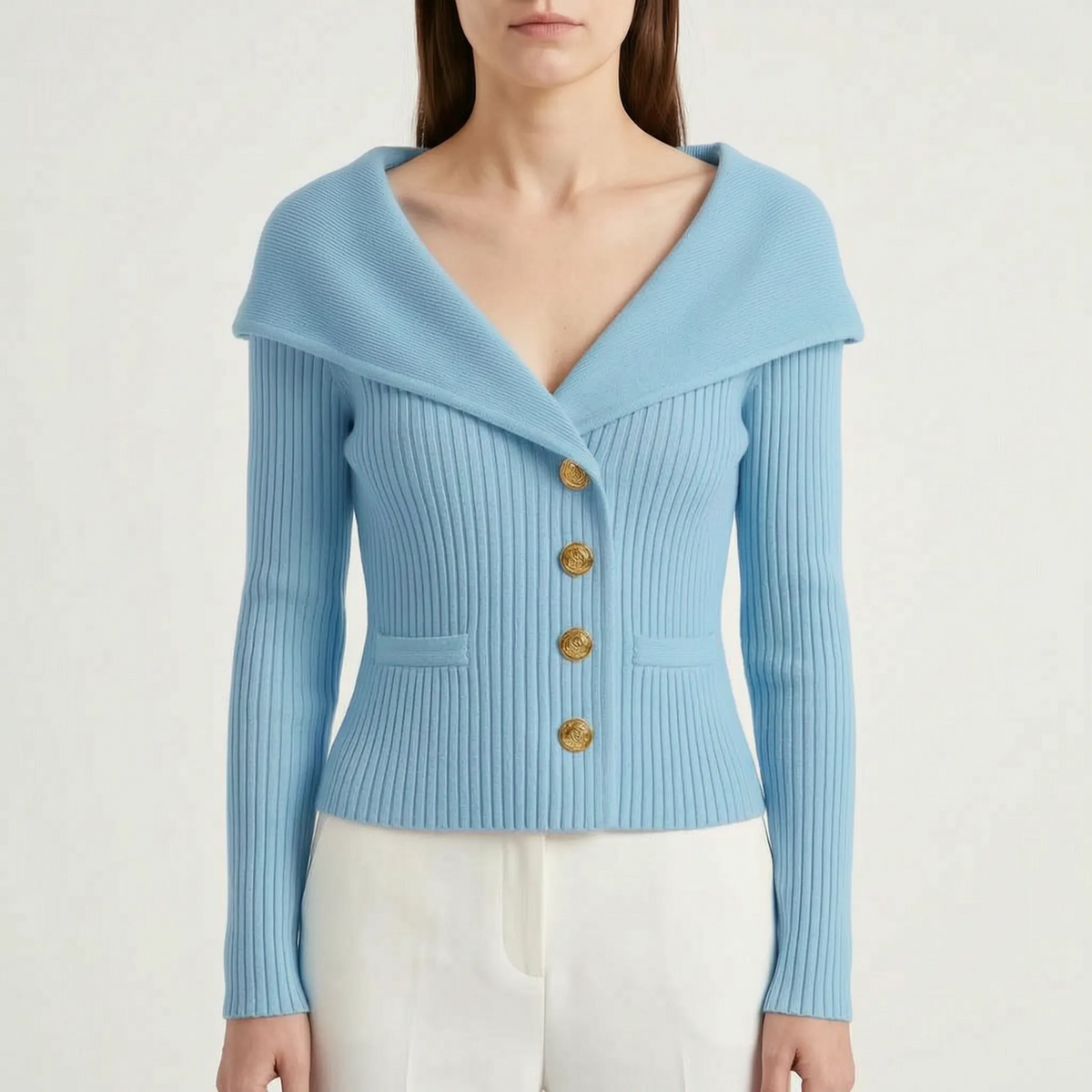 Avelora - Cropped Ribbed Knit Cardigan Layering Over Tops