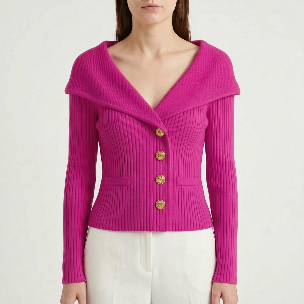 Avelora - Cropped Ribbed Knit Cardigan Layering Over Tops
