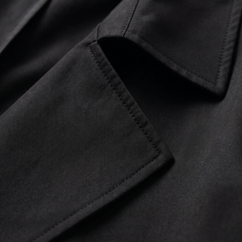 Averia - Long Double-Breasted Trench Coat Transitional Weather Layering