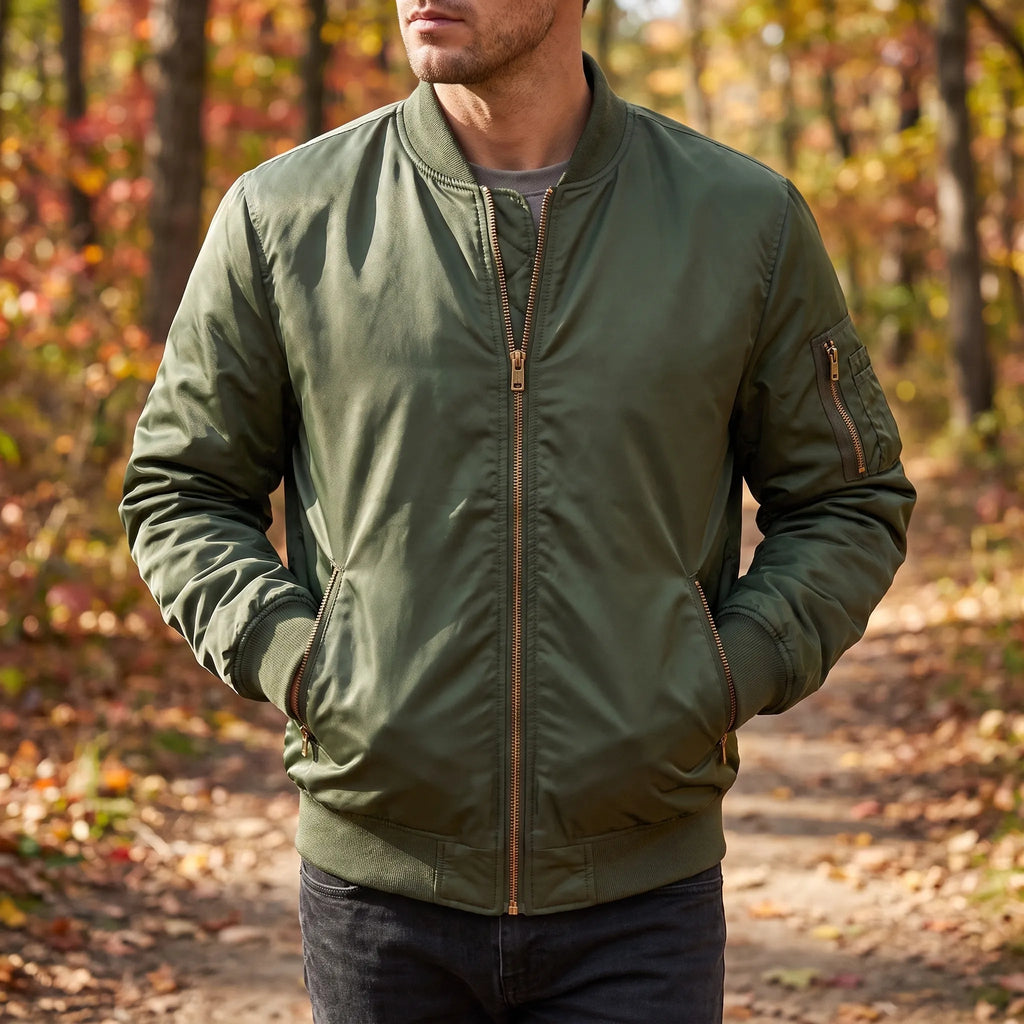 Aviar  - Classic Padded Bomber Jacket Layering Over Casual Outfits