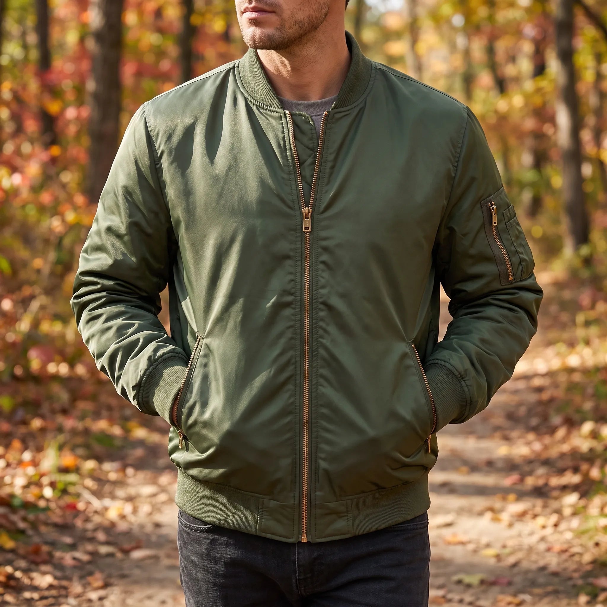 Aviar  - Classic Padded Bomber Jacket Layering Over Casual Outfits