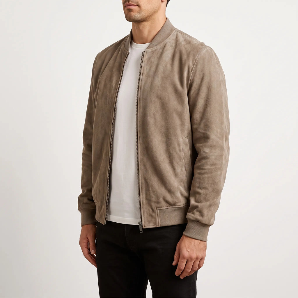 Axten - Casual Brown Zip-Front Bomber Jacket Everyday Layering
