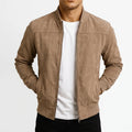 Axten - Casual Brown Zip-Front Bomber Jacket Everyday Layering