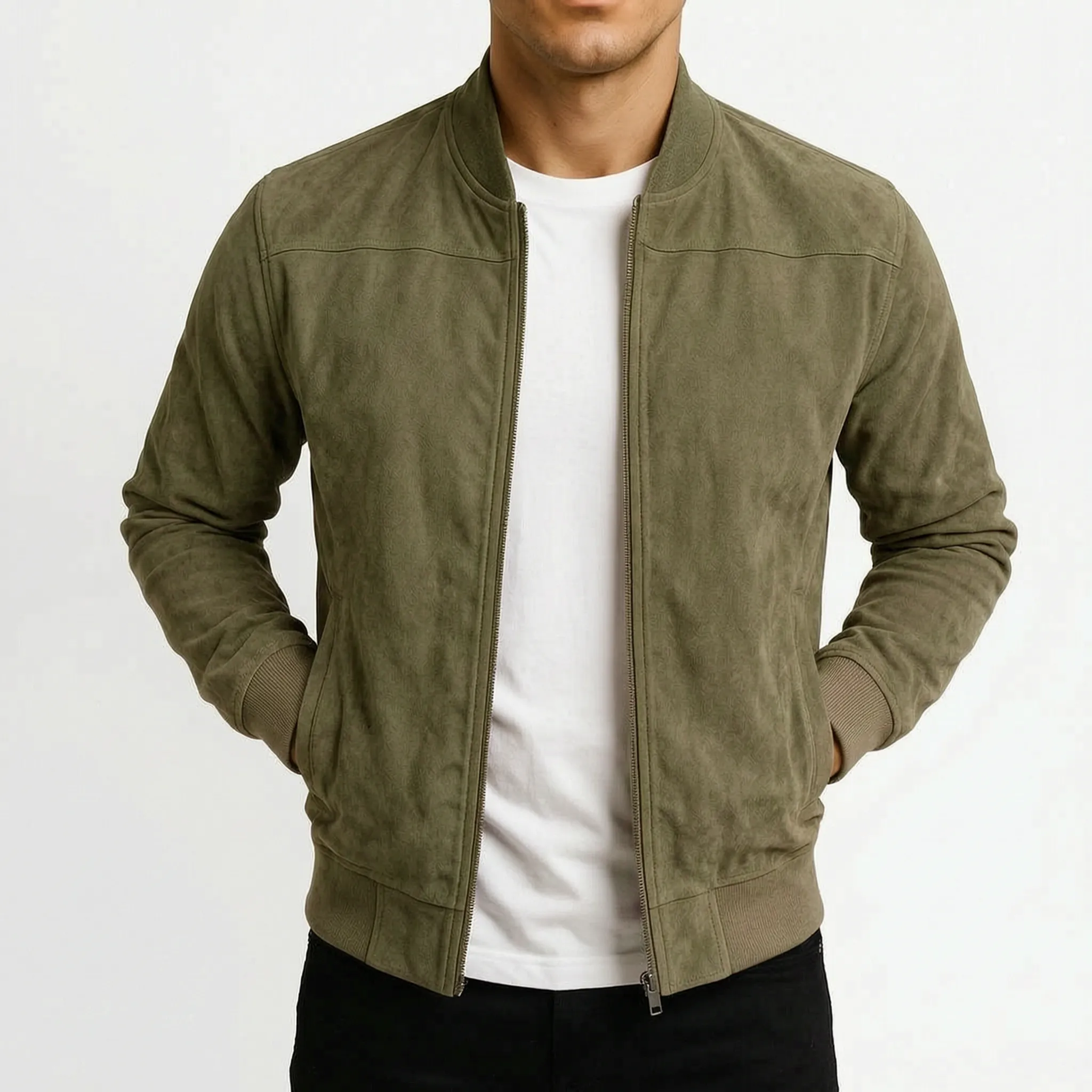 Axten - Casual Brown Zip-Front Bomber Jacket Everyday Layering