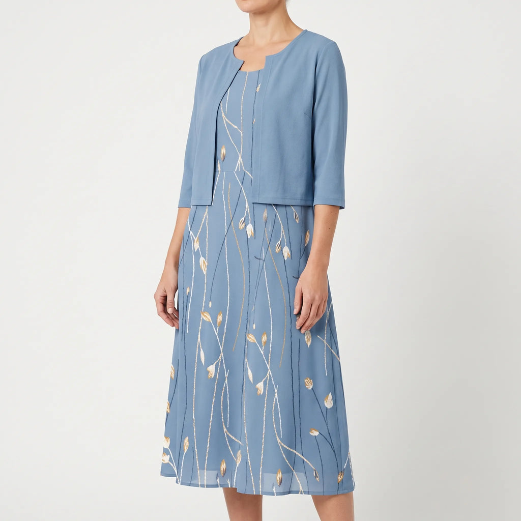 Bloomdress - Floral Half Sleeve Midi Dress Weekend Brunching