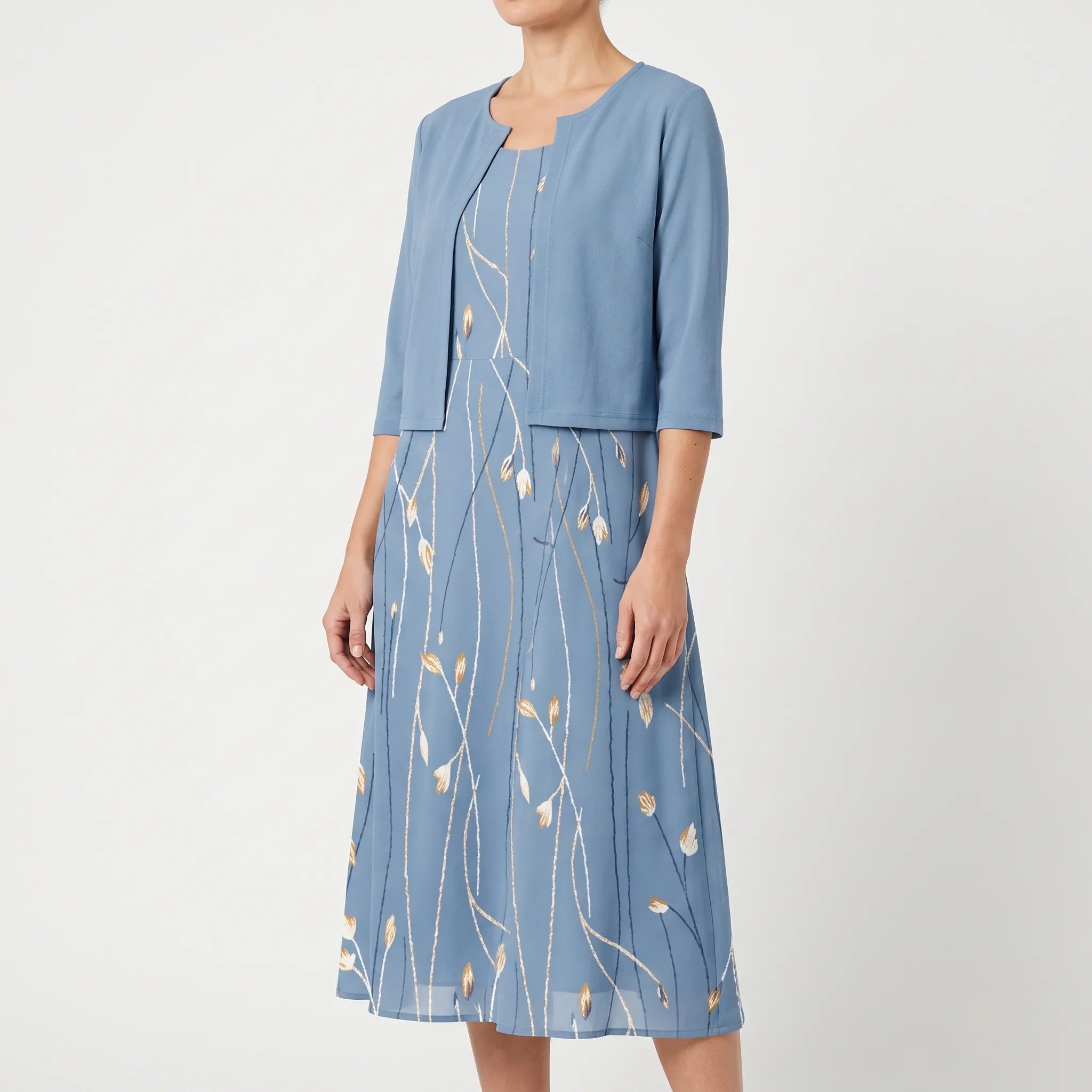 Bloomdress - Floral Half Sleeve Midi Dress Weekend Brunching