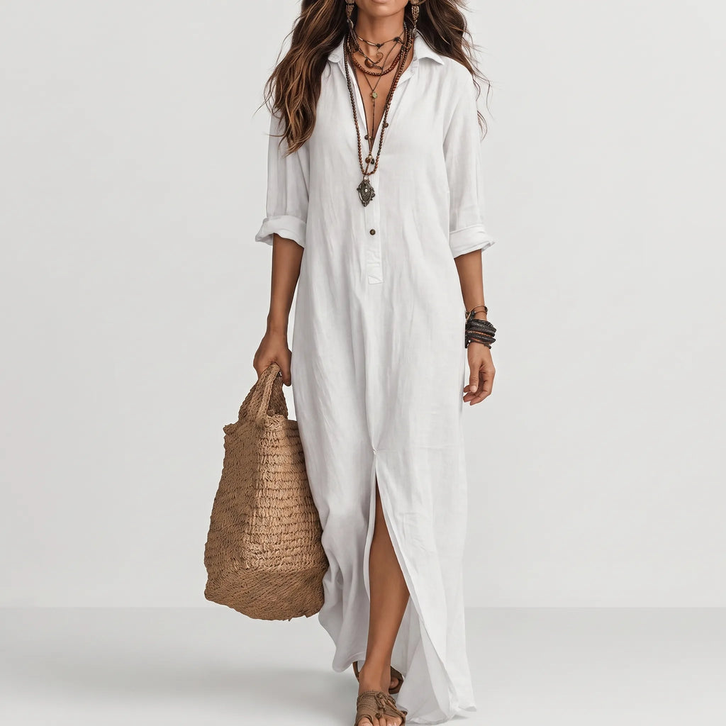 Breezora - Long Casual Shirt Dress Warm Weather Styling