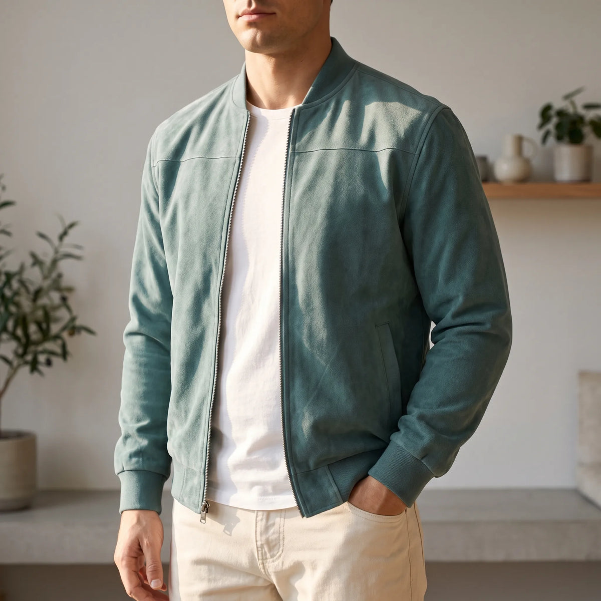 Brevon - Classic Zip-Front Bomber Jacket Transitional Weather Layering