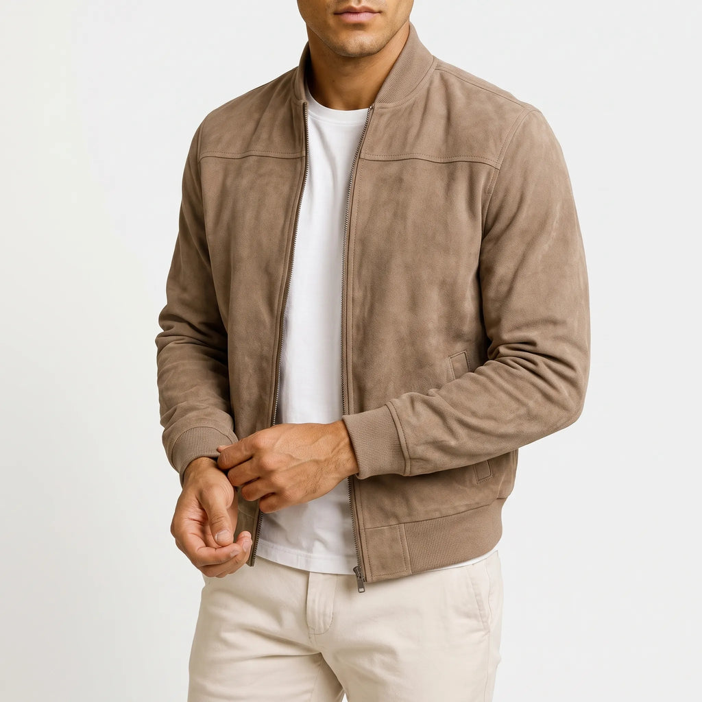 Brevon - Classic Zip-Front Bomber Jacket Transitional Weather Layering