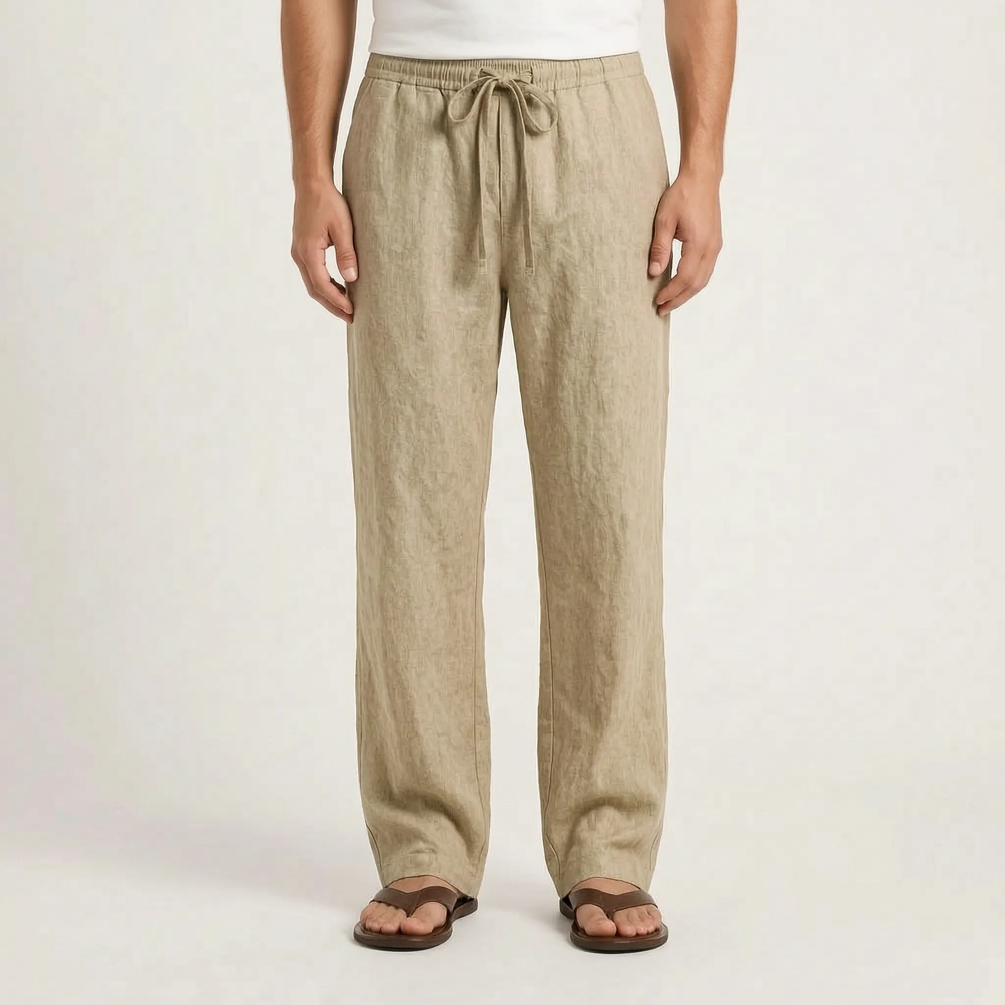 Brezora - Relaxed Drawstring Summer Trousers Warm Weather Wear