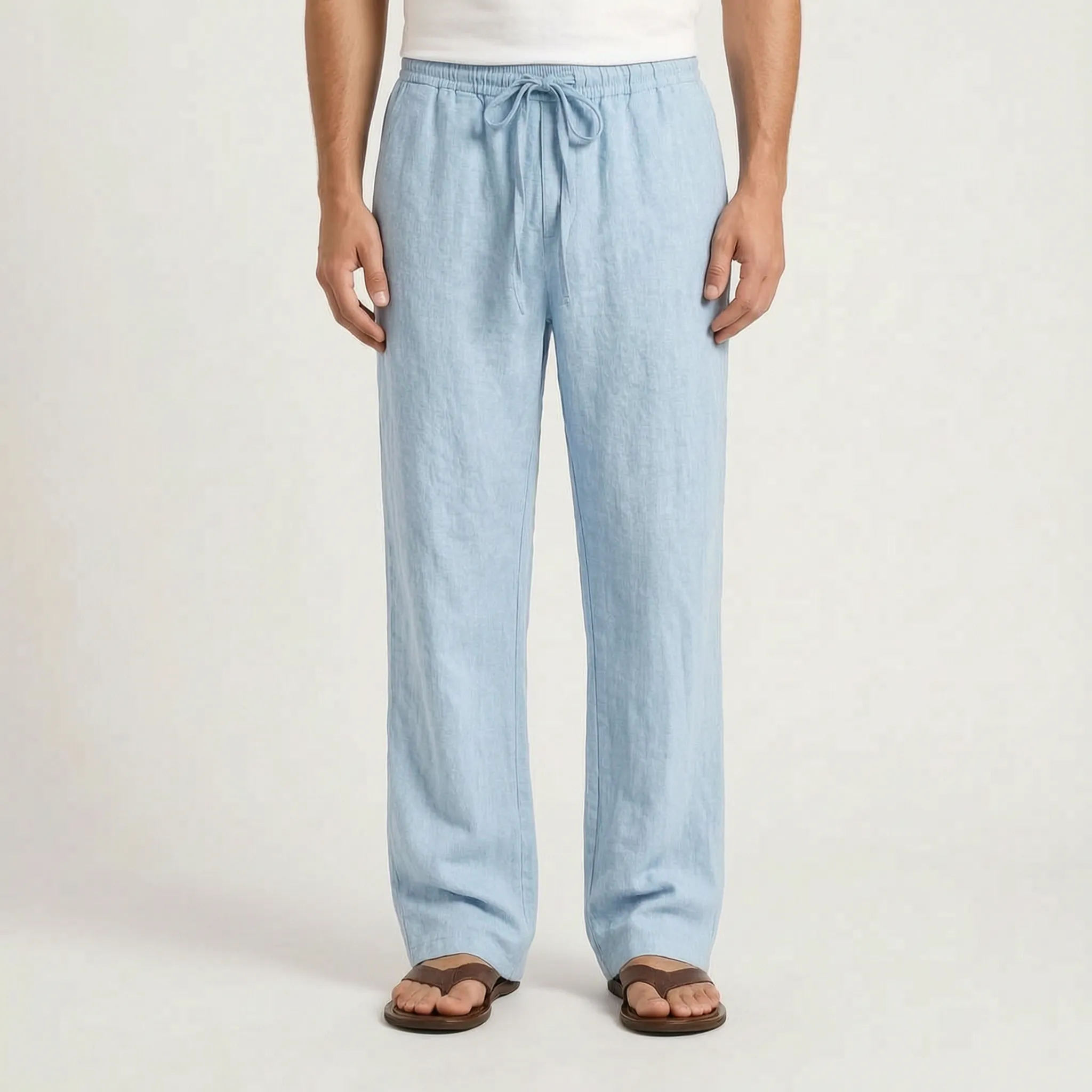 Brezora - Relaxed Drawstring Summer Trousers Warm Weather Wear