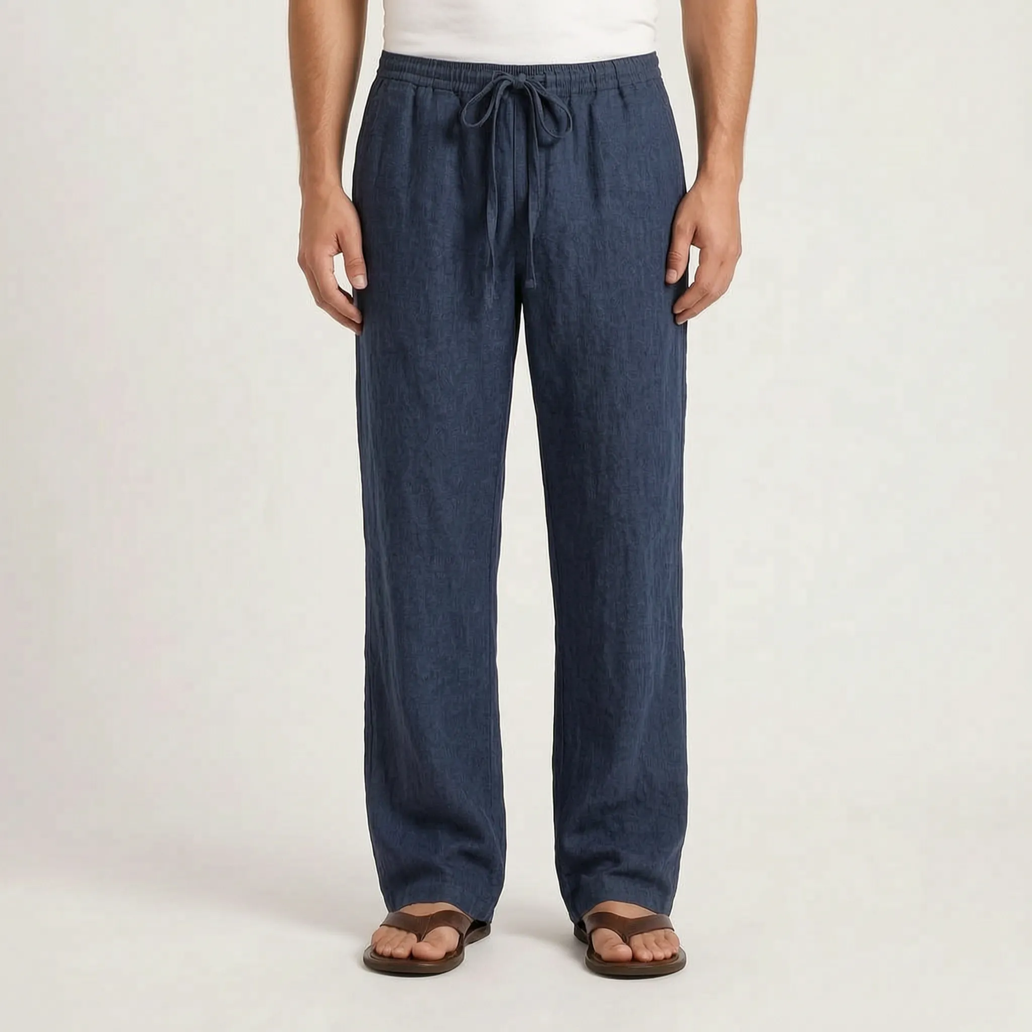 Brezora - Relaxed Drawstring Summer Trousers Warm Weather Wear