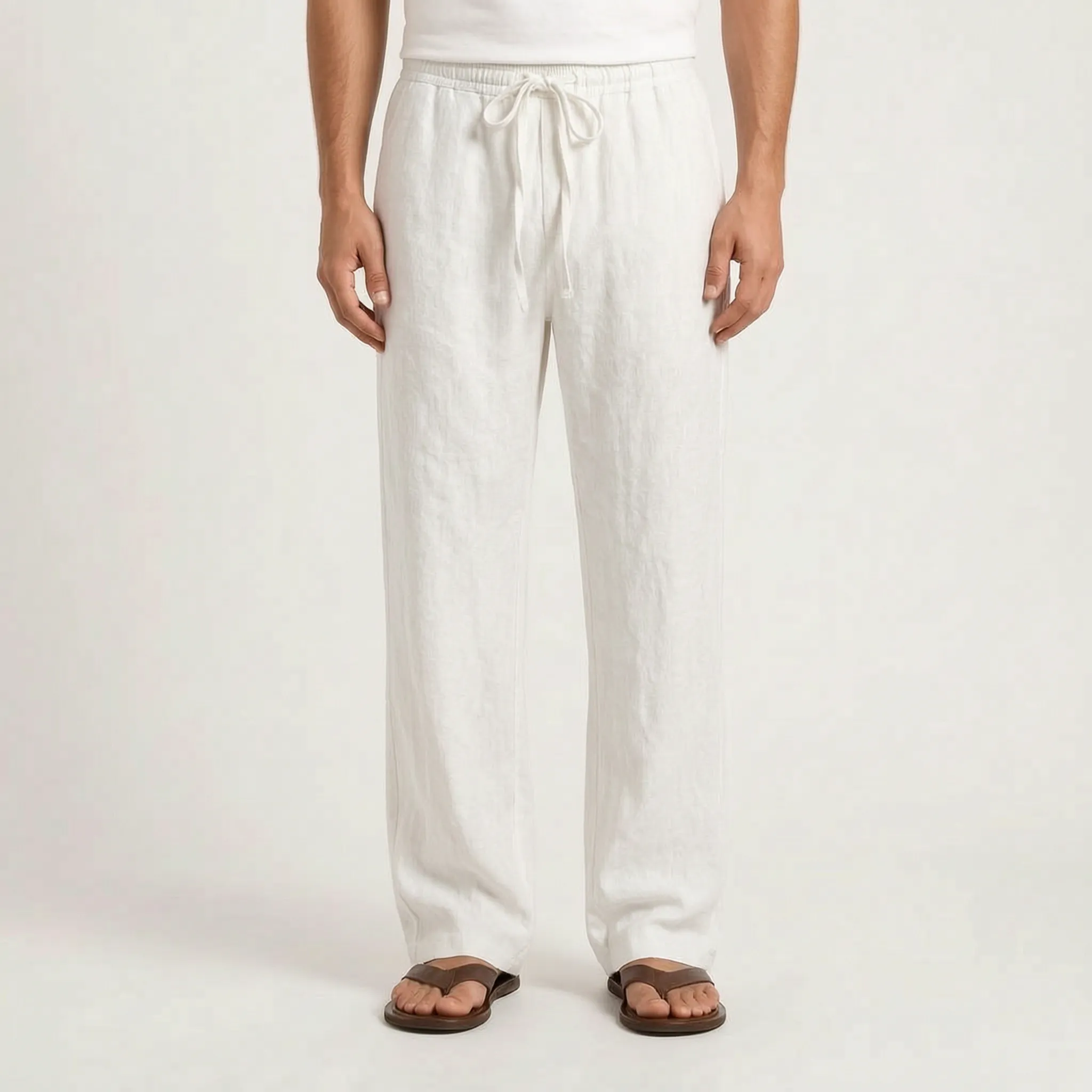 Brezora - Relaxed Drawstring Summer Trousers Warm Weather Wear