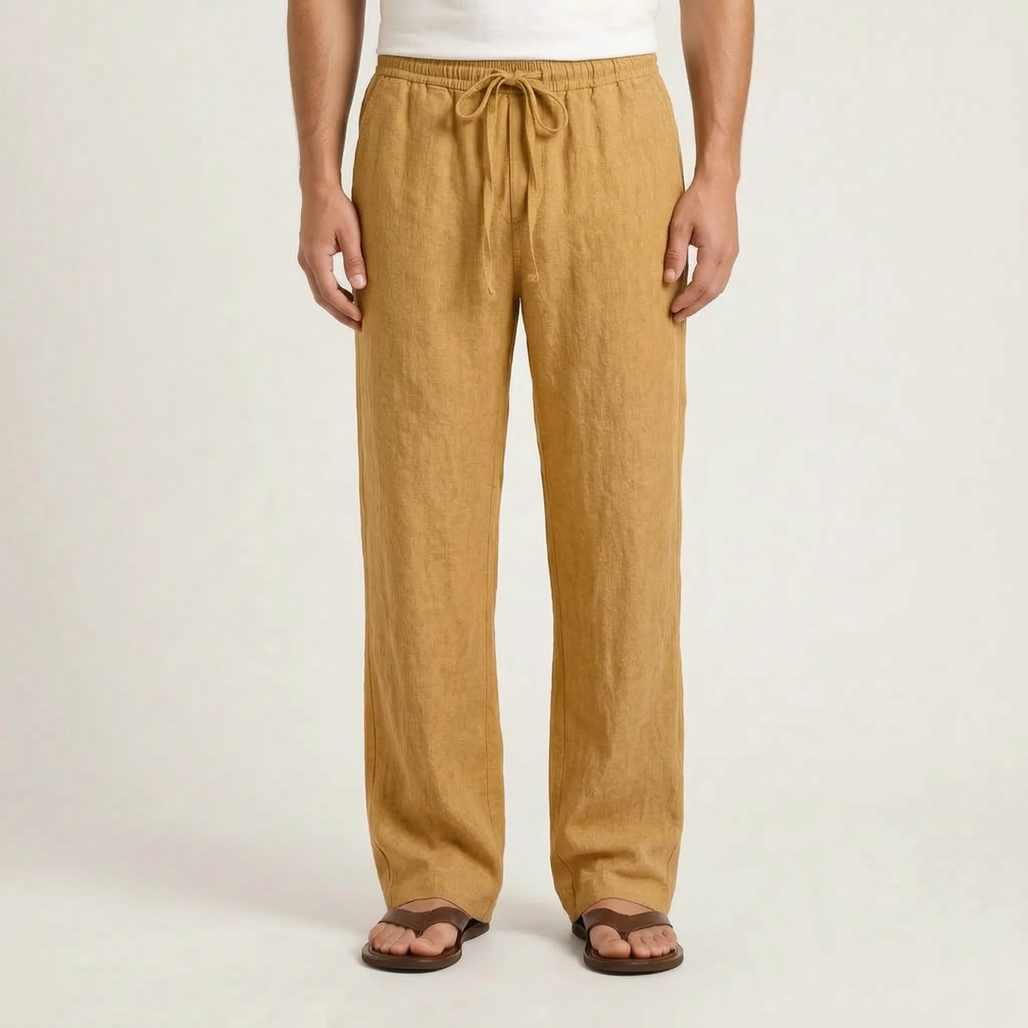 Brezora - Relaxed Drawstring Summer Trousers Warm Weather Wear