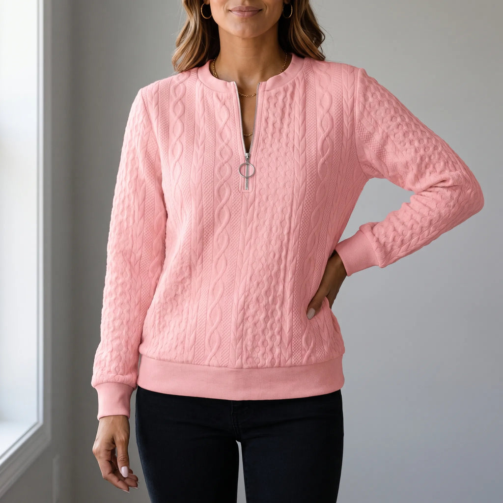 CableZip - Womens Half Zip Knit Jumper Everyday Casual Wear