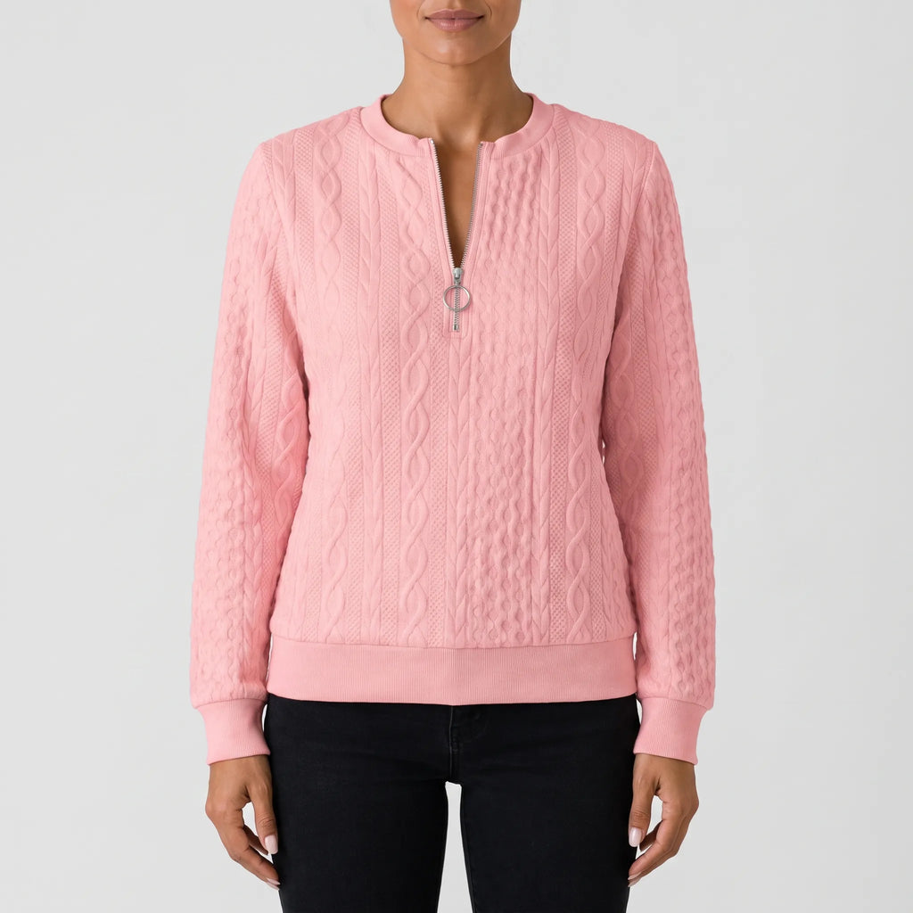 CableZip - Womens Half Zip Knit Jumper Everyday Casual Wear