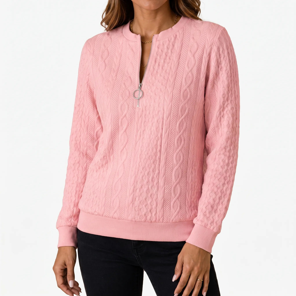 CableZip - Womens Half Zip Knit Jumper Everyday Casual Wear