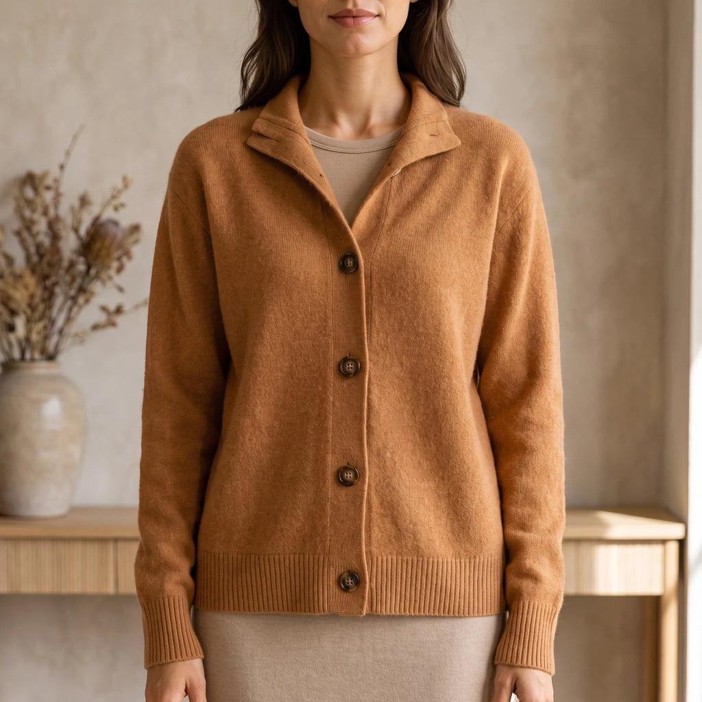 CardiChic - Collared Button-Up Knit Cardigan Everyday Layering