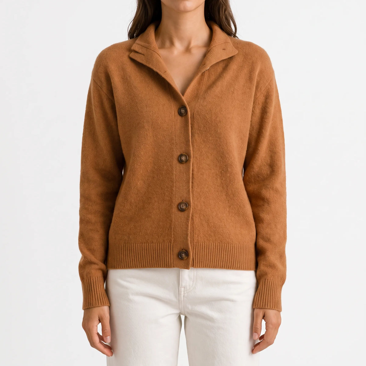 CardiChic - Collared Button-Up Knit Cardigan Everyday Layering