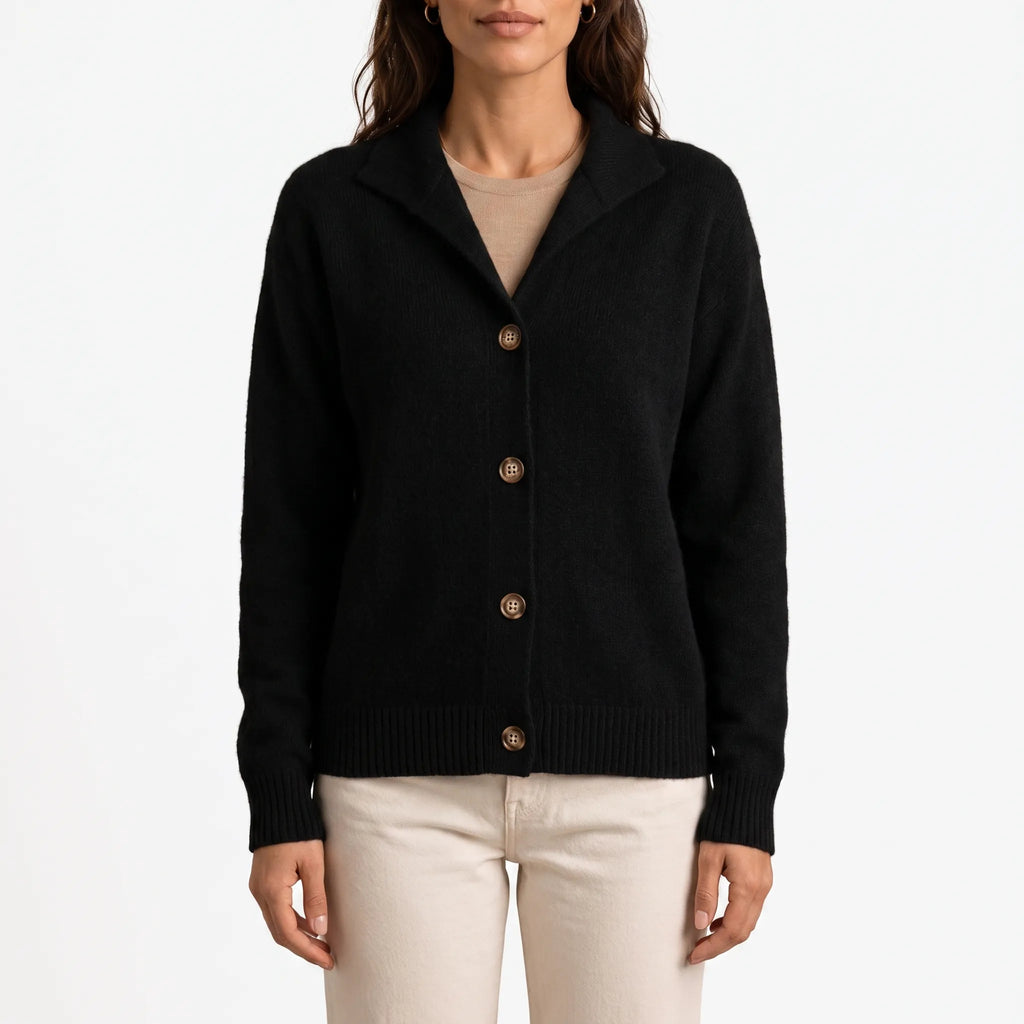 CardiChic - Collared Button-Up Knit Cardigan Everyday Layering