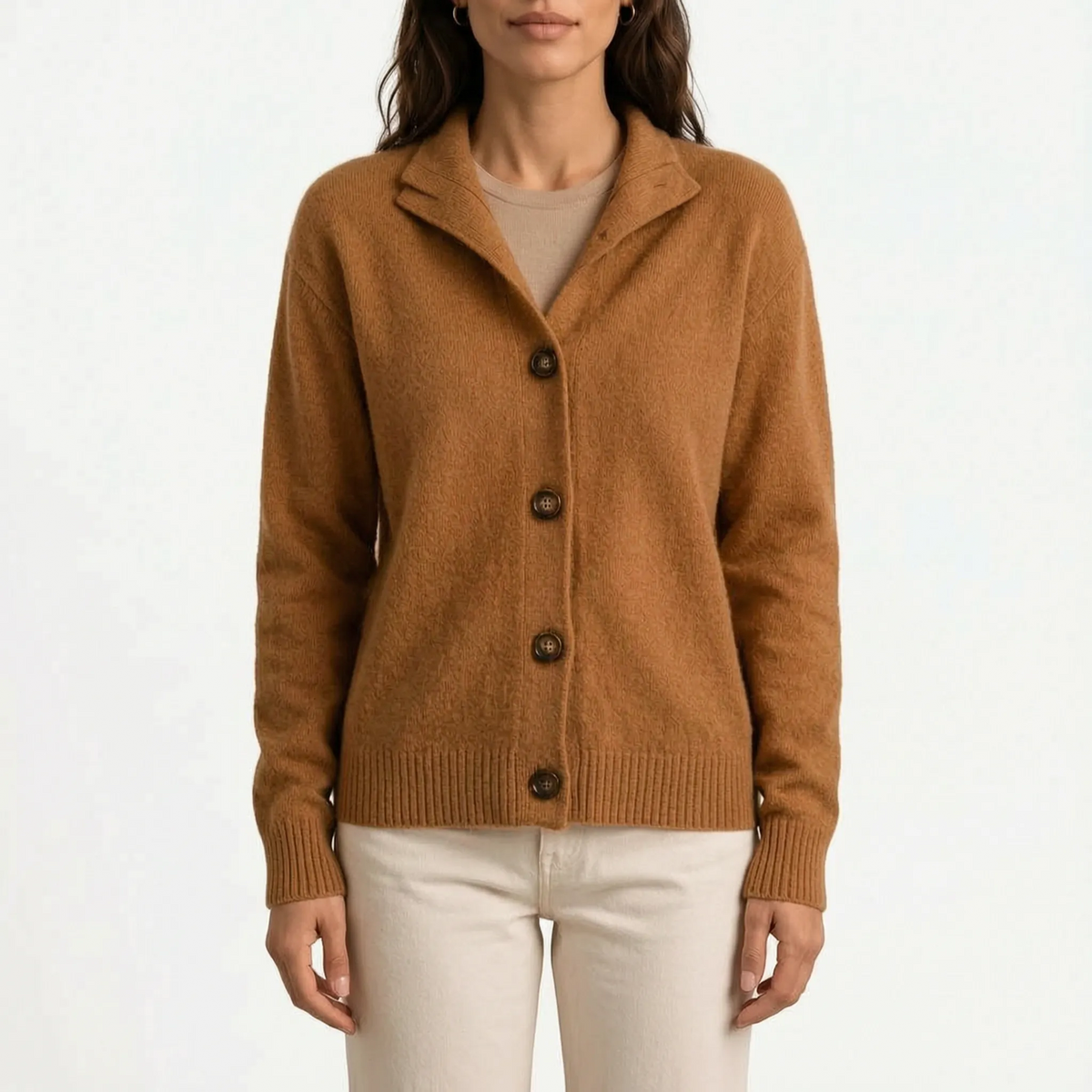 CardiChic - Collared Button-Up Knit Cardigan Everyday Layering