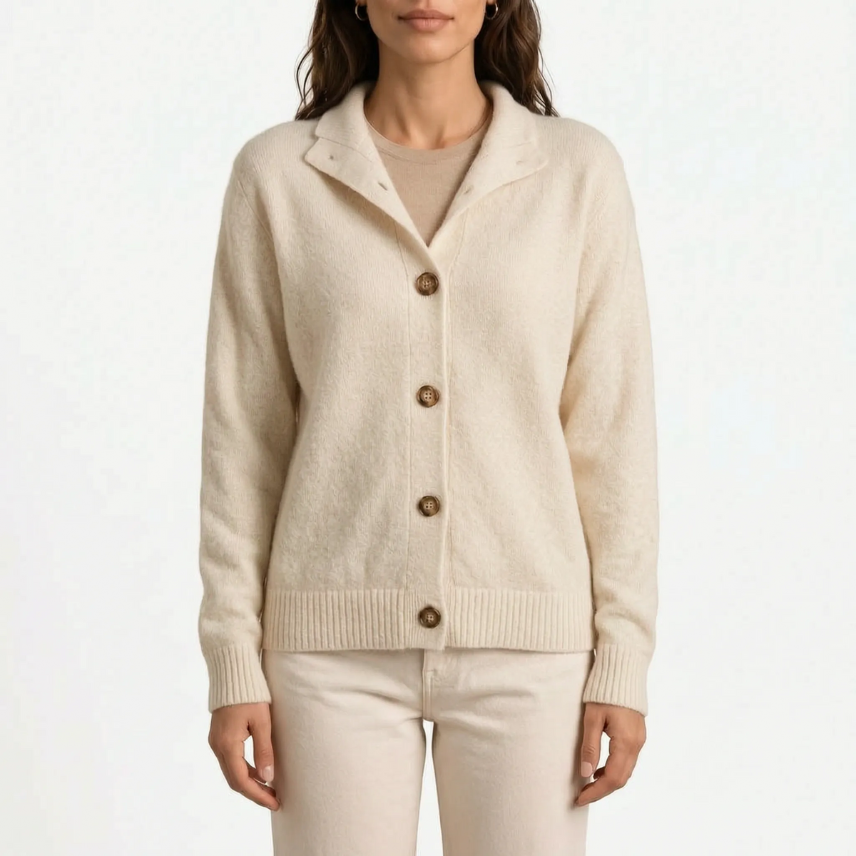 CardiChic - Collared Button-Up Knit Cardigan Everyday Layering