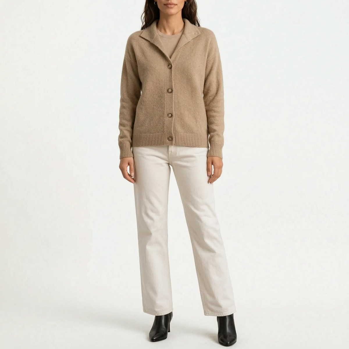 CardiChic - Collared Button-Up Knit Cardigan Everyday Layering