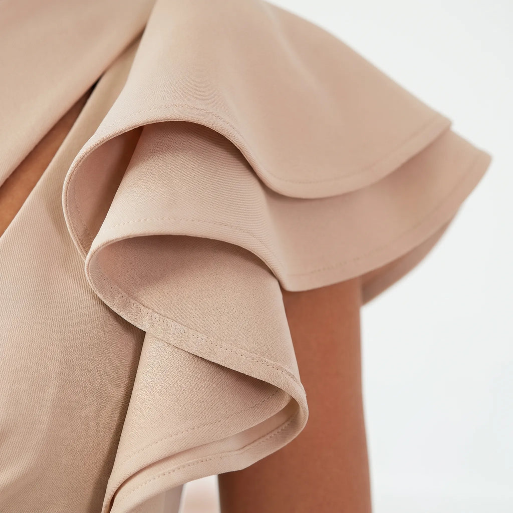 CelesteMidi - One-Shoulder Ruffled Midi Dress Wedding Guest Attire
