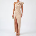 CelesteMidi - One-Shoulder Ruffled Midi Dress Wedding Guest Attire