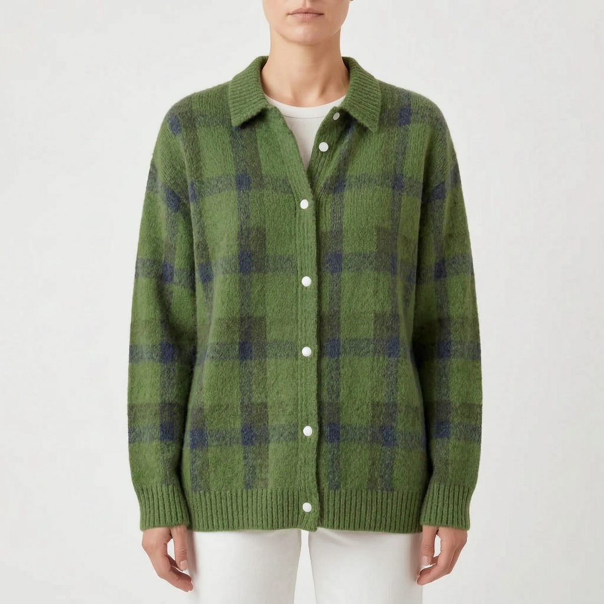 CheckLoom - Relaxed Fit Check Pattern Cardigan Layering On Chilly Days
