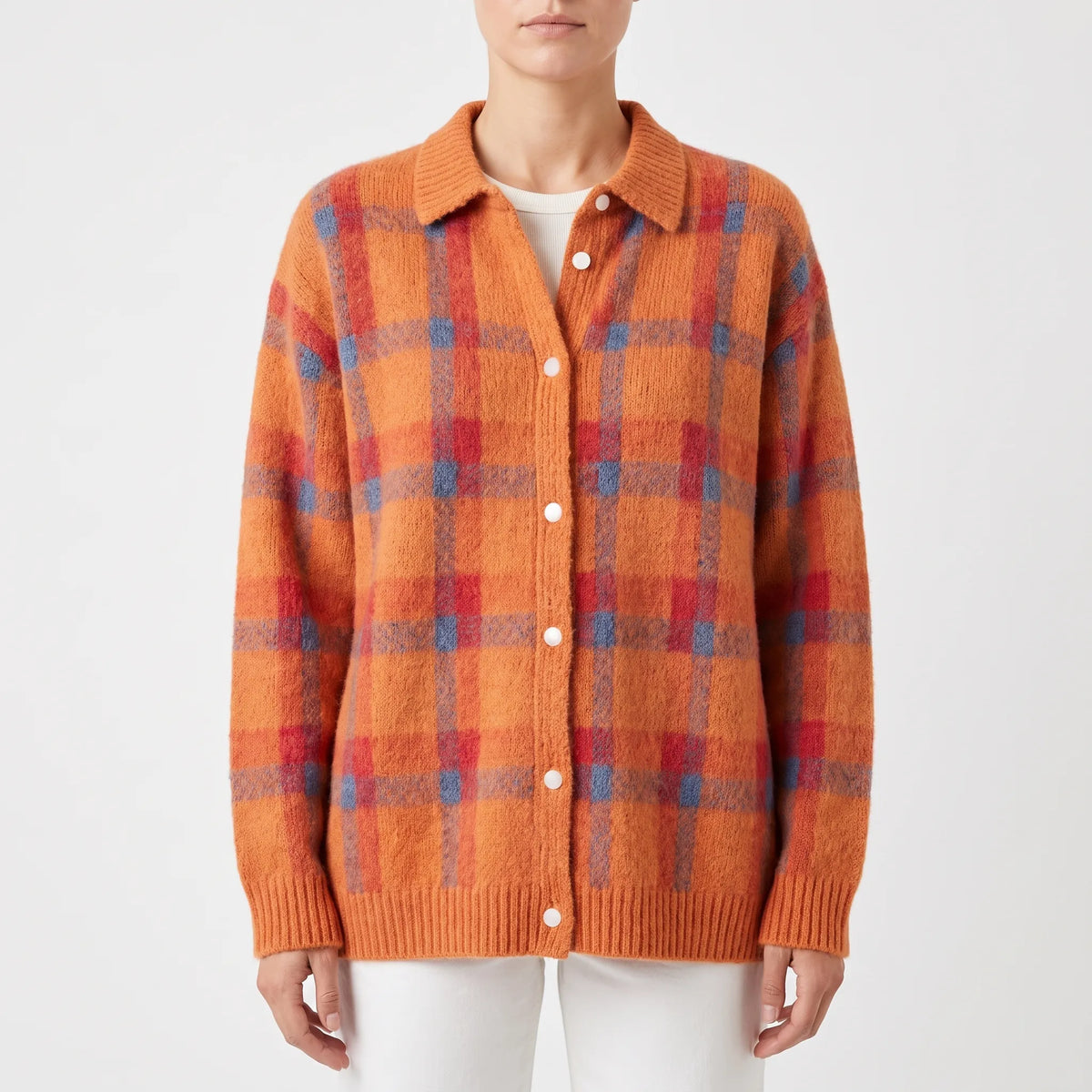 CheckLoom - Relaxed Fit Check Pattern Cardigan Layering On Chilly Days